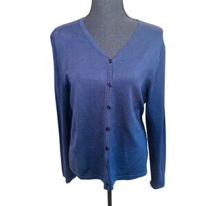 Pendleton Womens M Navy Silk Blend Button-Up Cardigan Sweater Preppy Minimalist